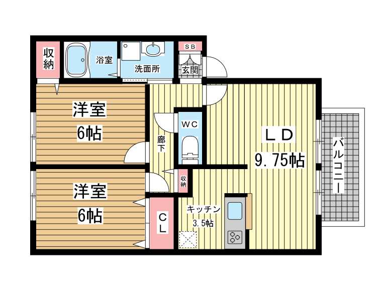ボヌール|神戸市西区玉津町今津(JR山陽本線明石駅)のハイツ間取 ボヌール|神戸市西区玉津町今津(JR山陽本線明石駅)のハイツ間取