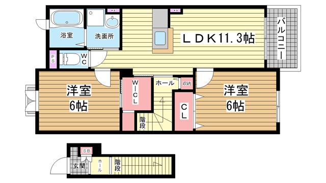 メゾンドソレイユ|明石市大久保町西脇(JR山陽本線大久保駅)のハイツ間取 メゾンドソレイユ|明石市大久保町西脇(JR山陽本線大久保駅)のハイツ間取