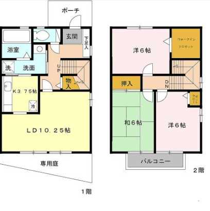 クレールタウン立花 A|神戸市垂水区西舞子(JR山陽本線朝霧駅)のテラスハウス間取 クレールタウン立花 A|神戸市垂水区西舞子(JR山陽本線朝霧駅)のテラスハウス間取