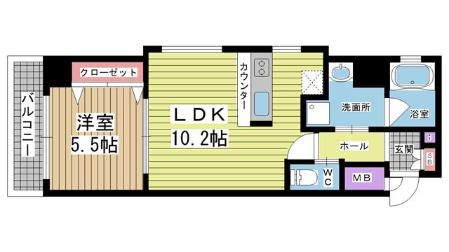 ウィングコート小松|神戸市兵庫区小松通(神戸市営地下鉄海岸線和田岬駅)のマンション間取 ウィングコート小松|神戸市兵庫区小松通(神戸市営地下鉄海岸線和田岬駅)のマンション間取